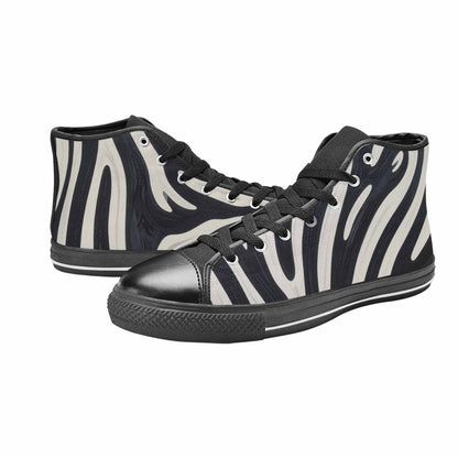 WOMEN'S Modern Zebra Stripe High Top Canvas Neon Fantasy Custom Sneakers