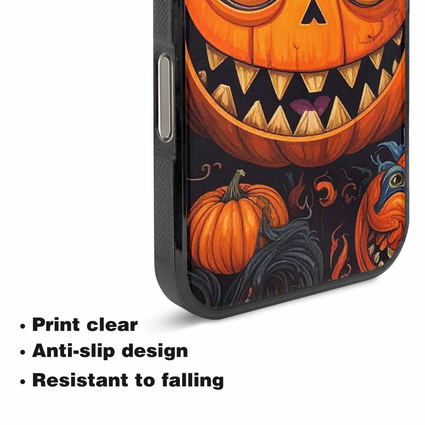 iPhone 16 Pro Max Case — Cartoon Pumpkin Monster, Custom Printed Phone Case