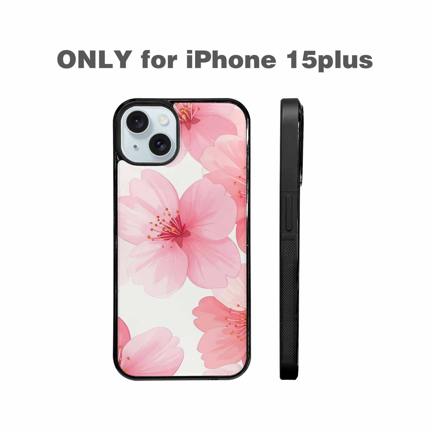 iPhone 15 Plus Case — Japanese Cherry Blossom Pattern Sakura Flowers, Custom Printed Phone Case