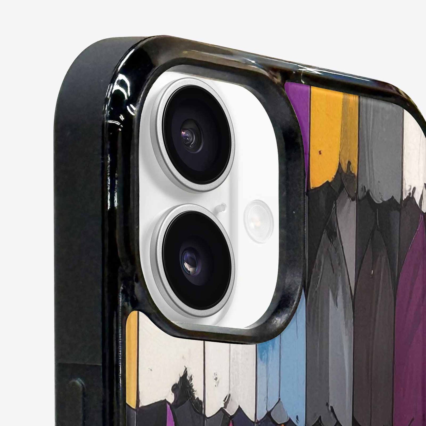 iPhone 16 Case — Asexual Flag Color Theme Small Rainbow, Custom Designed Case Cover