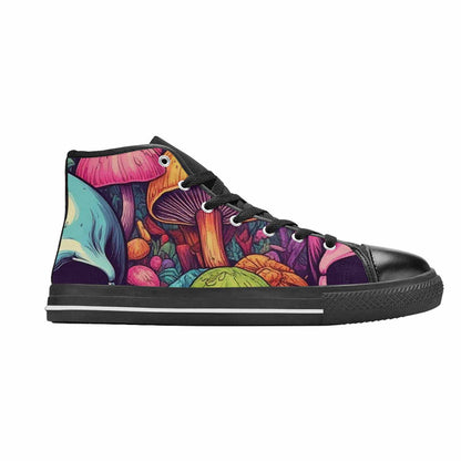 MEN'S Mushroom Skull High Top Canvas Wallpaper Art Custom Shoes
