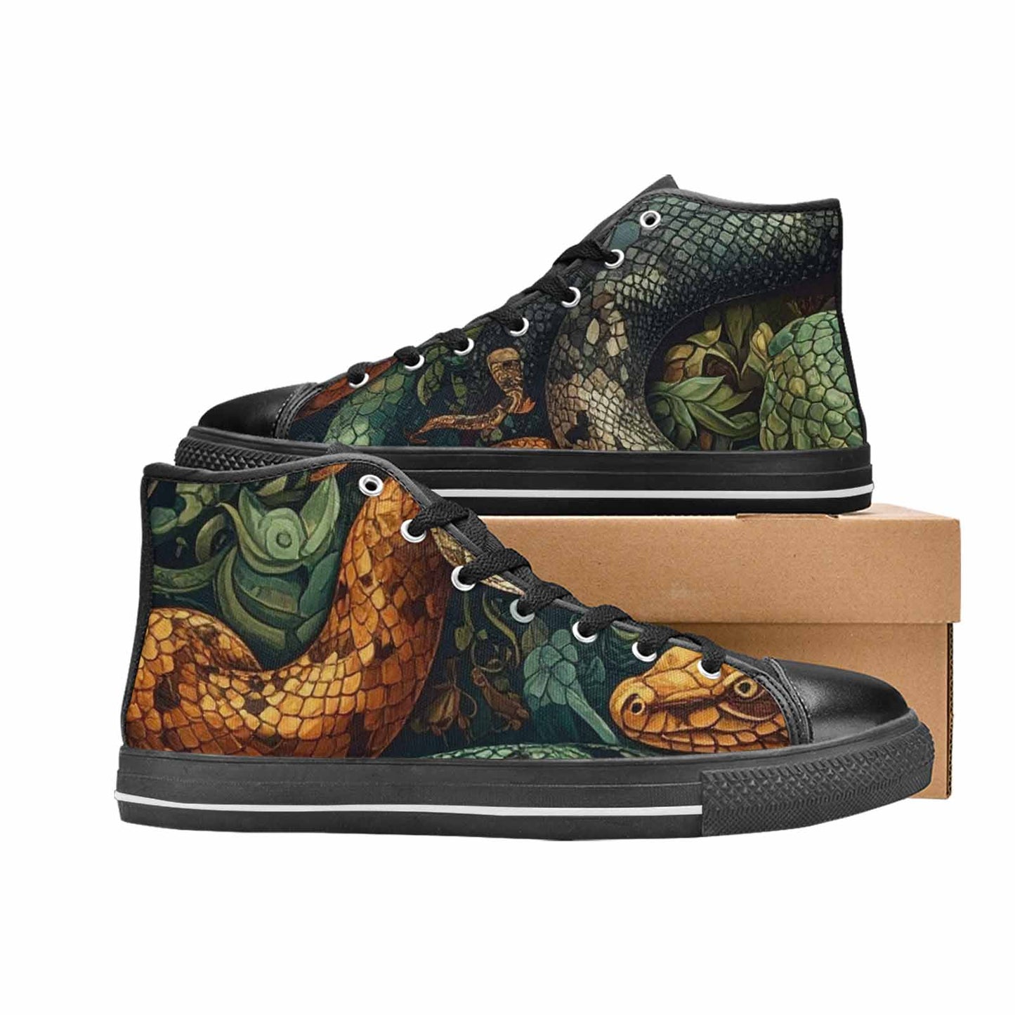 MEN'S Snake Skin Reptile High Top Canvas Y2K Custom Sneakers