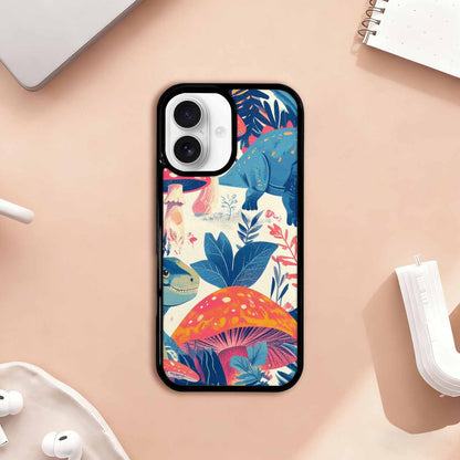 iPhone 17 Case — Vintage Dinosaurs Mushroom Retro Vintage, Personalized Phone Case