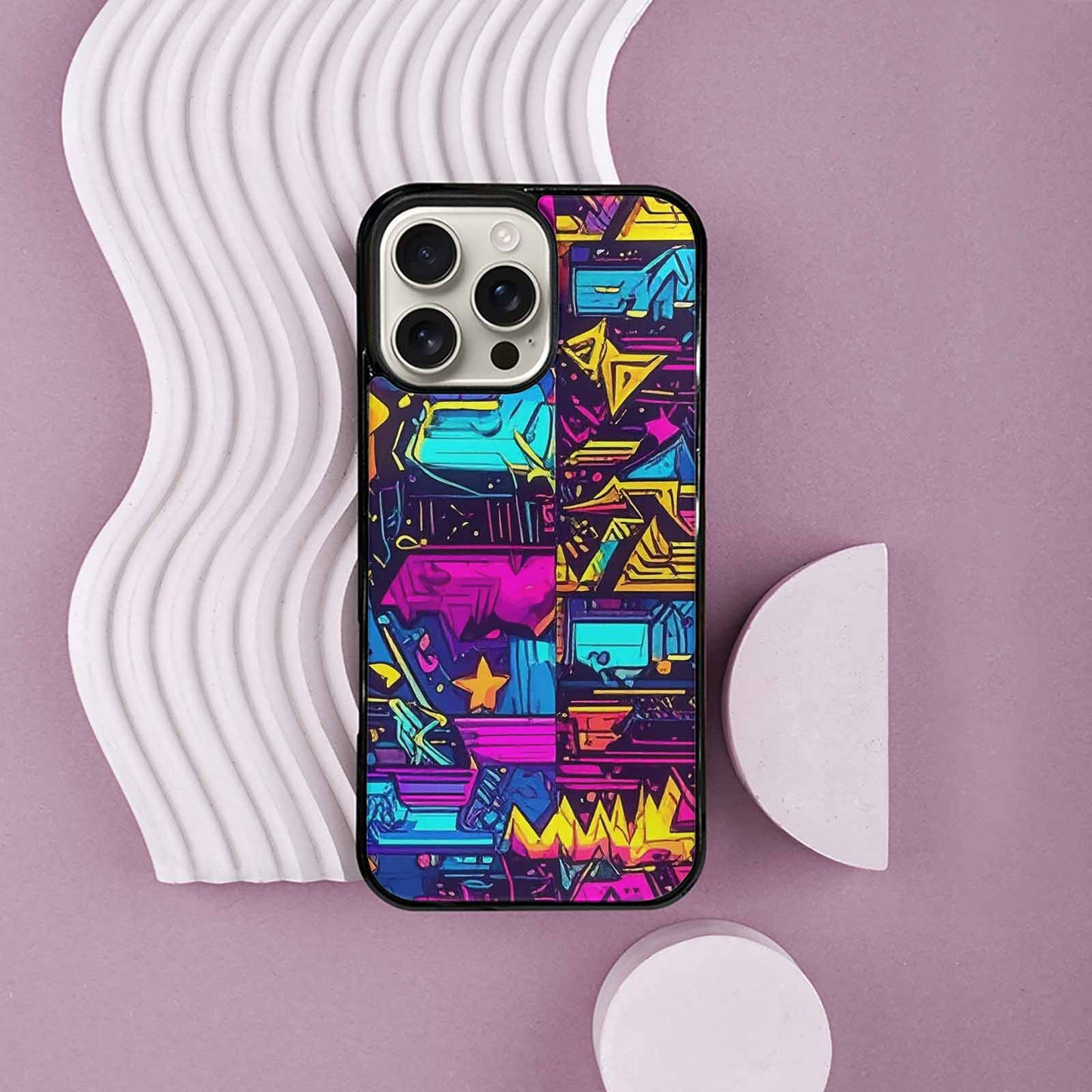 iPhone 16 Pro Max Case — 80s Retro Motif 80s Retro Motifs, Custom Designed Case Cover
