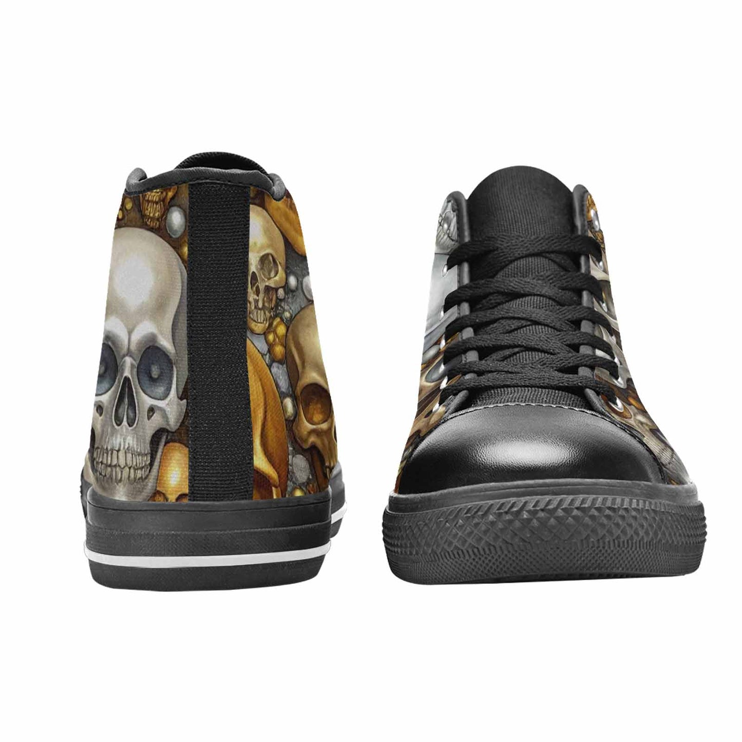 MEN'S Skulls - Metallic-Chrome- High Top Canvas Vivid Shoes