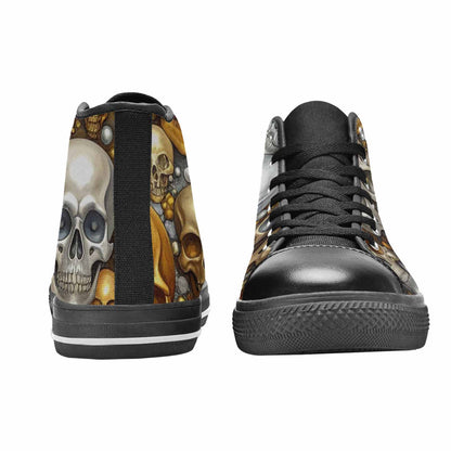 MEN'S Skulls - Metallic-Chrome- High Top Canvas Vivid Shoes