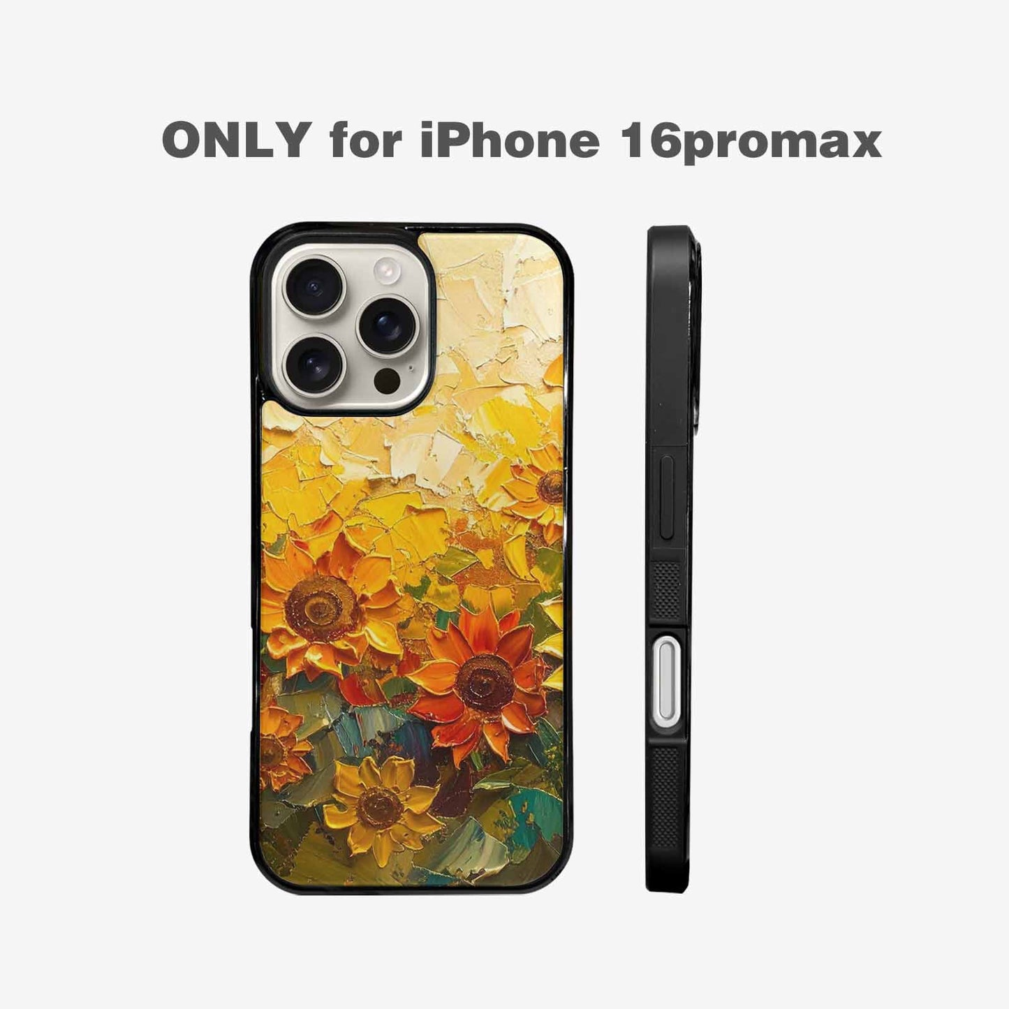 iPhone 16 Pro Max Case — Impressionist Sunflower Brushstroke Pattern Hundreds Of, Custom Made Phone Cover