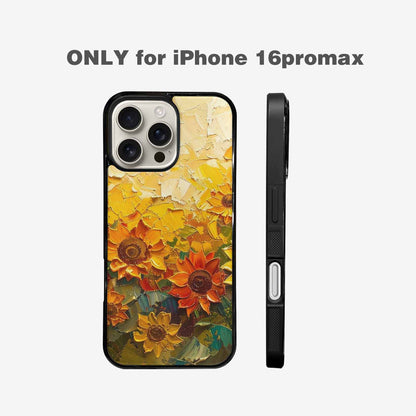iPhone 16 Pro Max Case — Impressionist Sunflower Brushstroke Pattern Hundreds Of, Custom Made Phone Cover