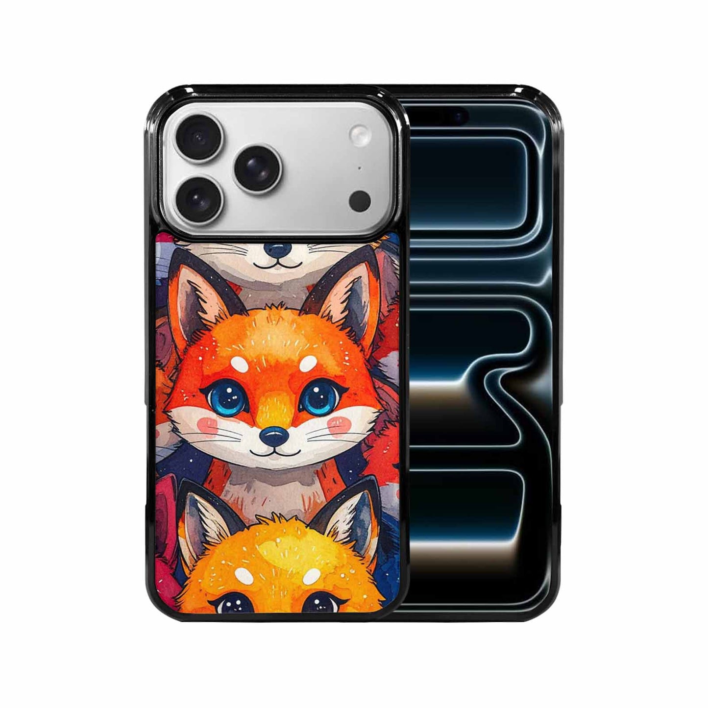 iPhone 17 Pro Max Case — Watercolor Kawaii Fox Watercolor Abstract, Custom Printed Phone Case