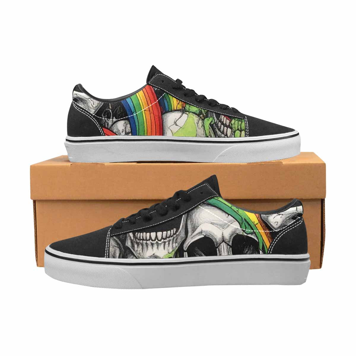 WOMEN'S Rainbow From Skull S Lace-Up Canvas Y2K Custom Shoes