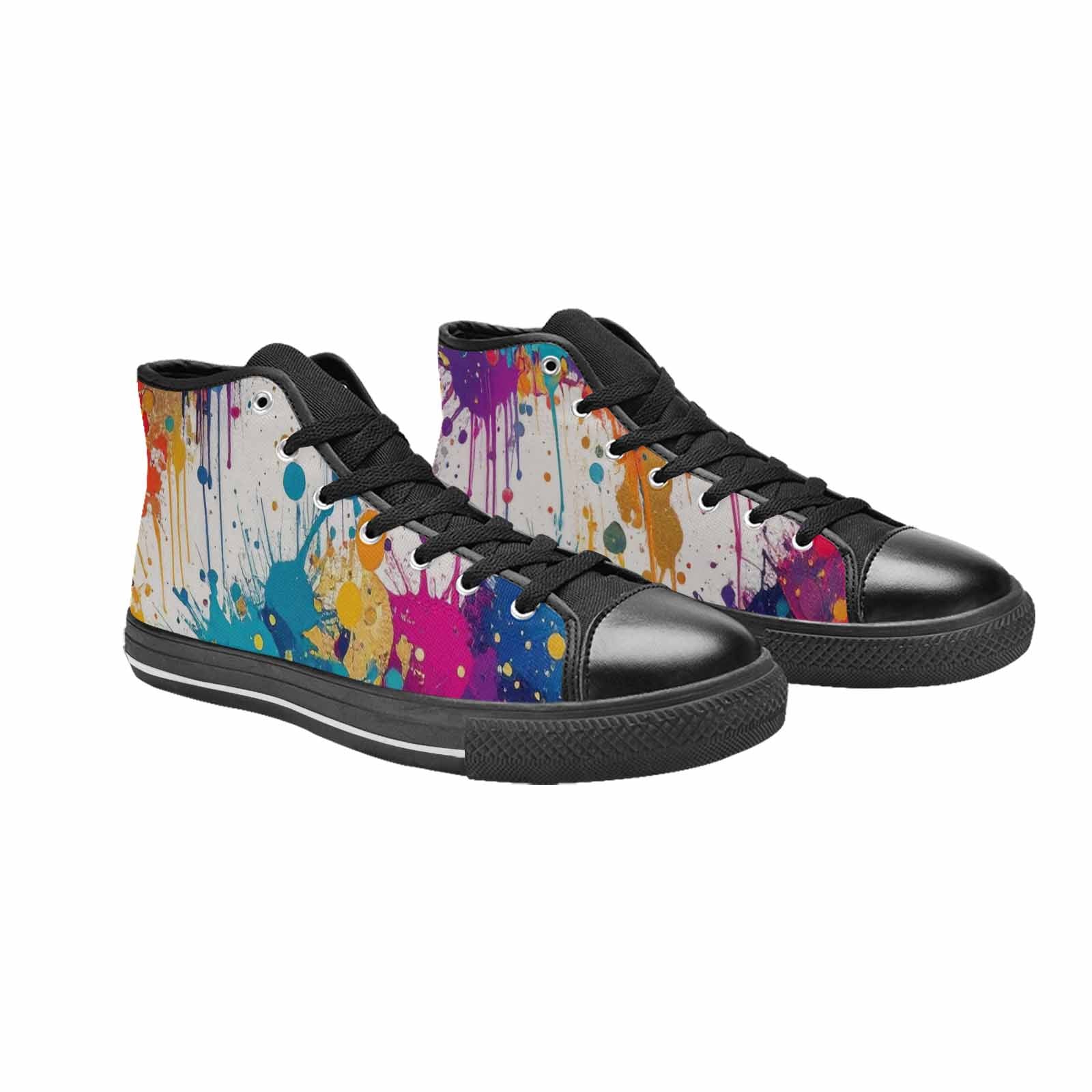 WOMEN'S Paint Splatter High Top Canvas Vibrant Chaos Shoes