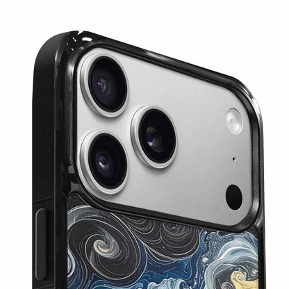iPhone 17 Pro Case — Tie Dye Swirls Black White Tie, Original Design Phone Case