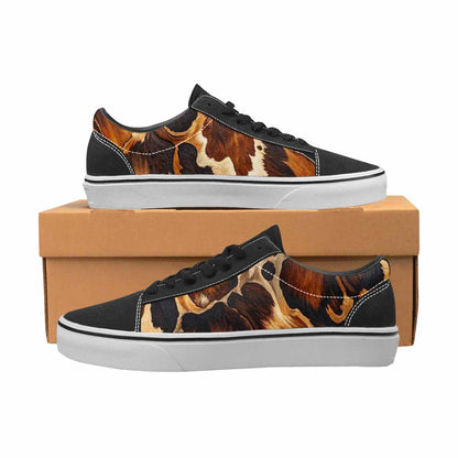 WOMEN'S Cow Animal Print Canvas Lace-Up Surreal Custom Shoes