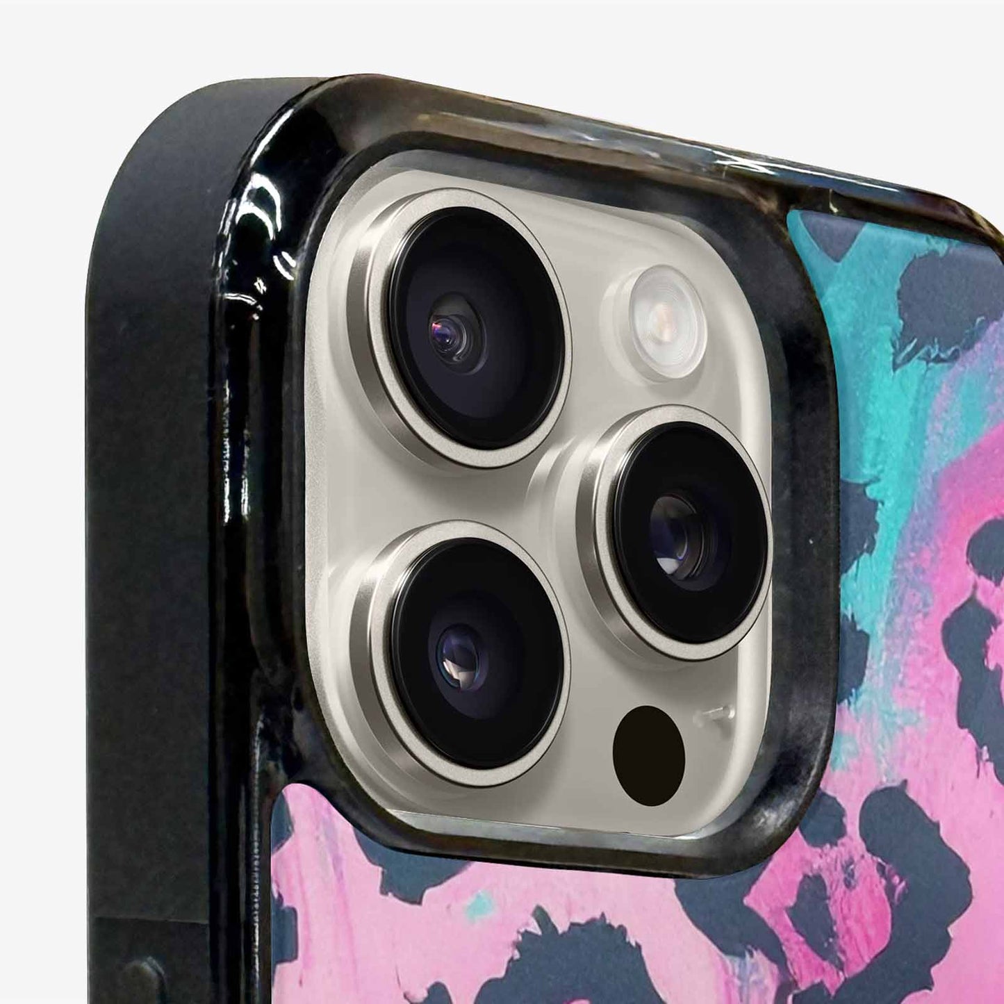 iPhone 16 Pro Max Case — Leopard Neon Pink Teal Airbrush, Custom Phone Case