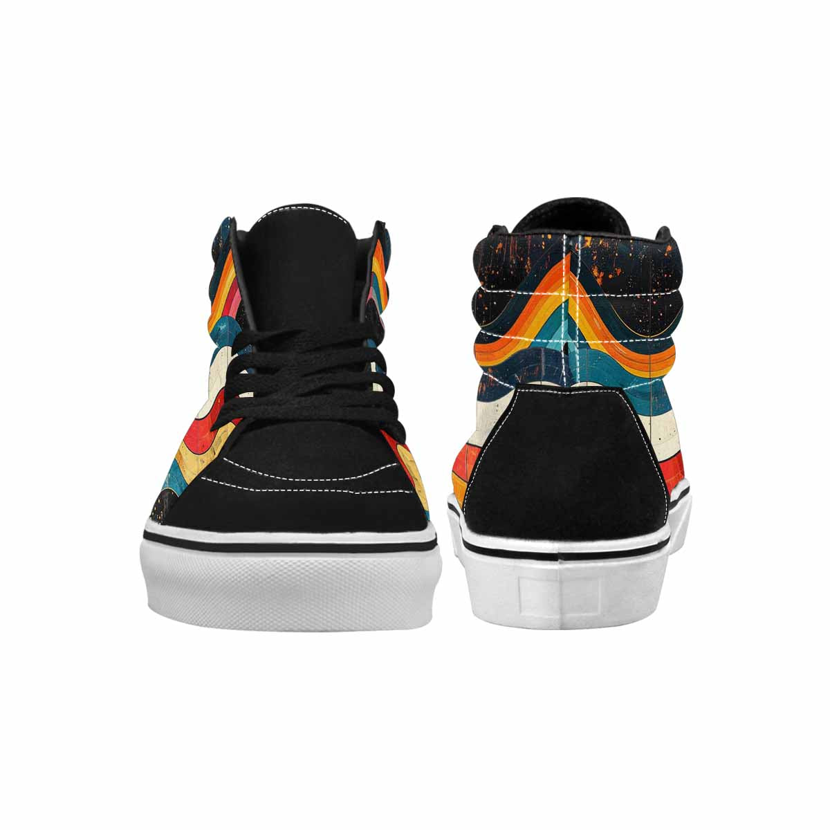 MEN'S Retro Wave Scallop Stripe High Top Canvas Surreal Shoes
