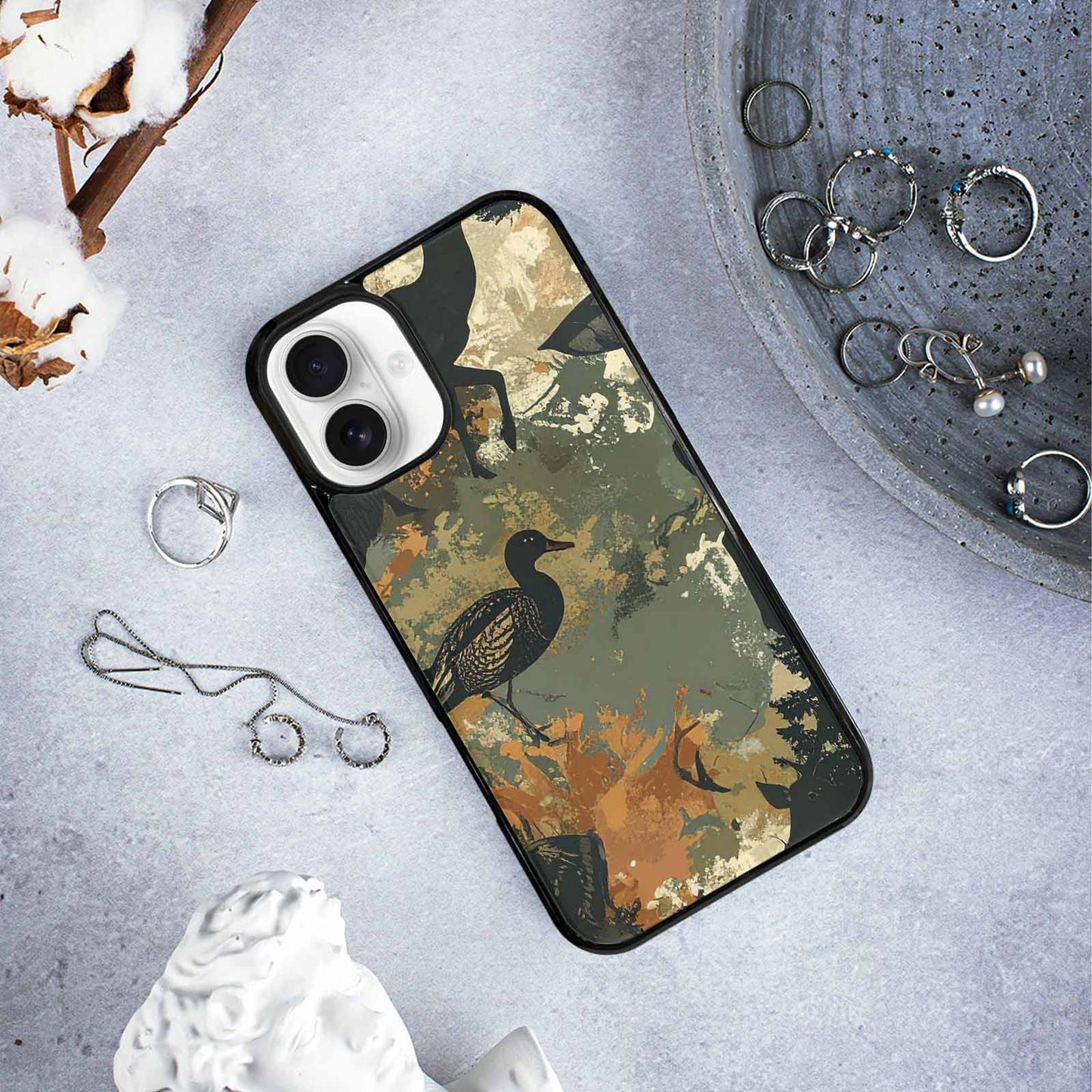 iPhone 16 Plus Case — Hunting Camouflage Pattern With Deer And, Custom Printed Phone Case