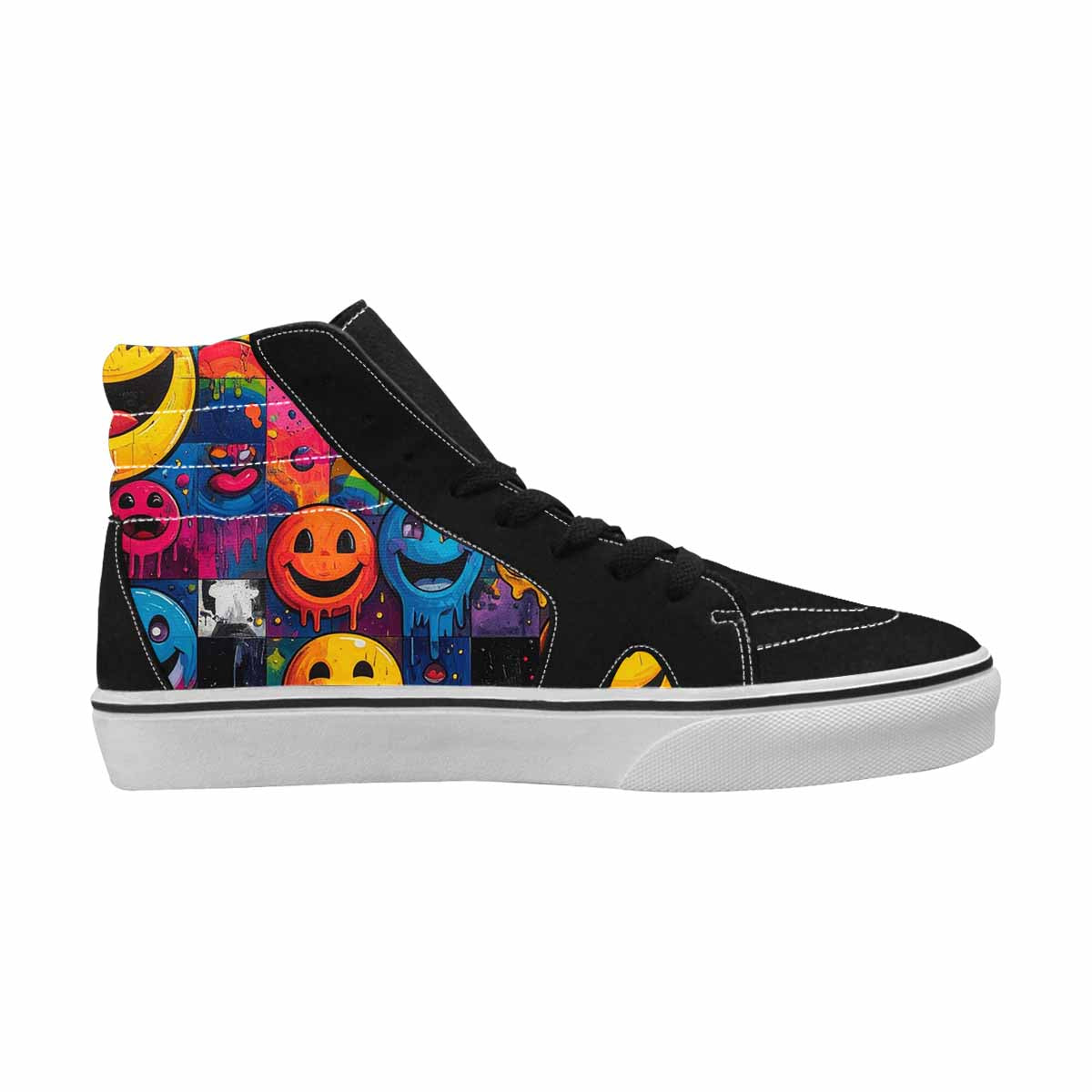 WOMEN'S Yellow Smiley Face High Top Canvas Y2K Sneakers
