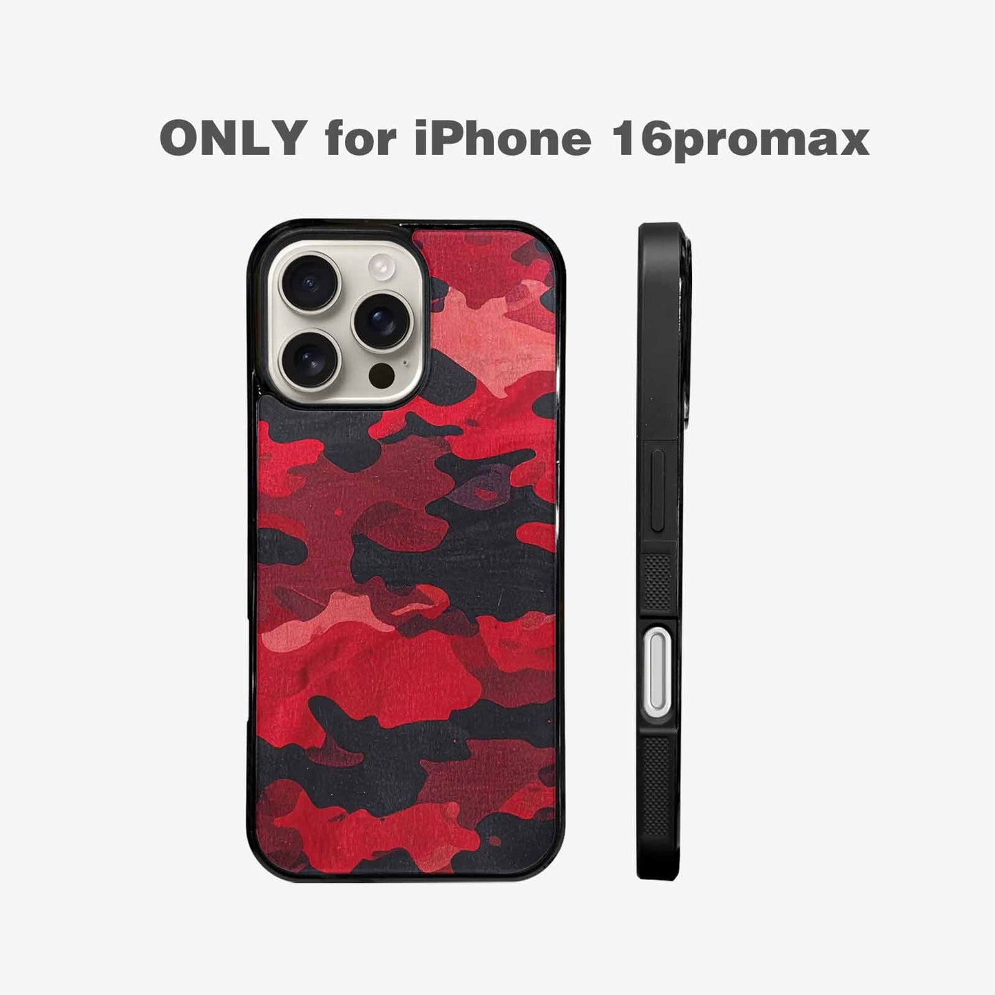 iPhone 16 Pro Max Case — Tactical Camo Red Black Custom, Custom Designed Case Cover