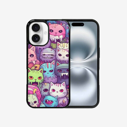 iPhone 16 Case — Pastel Gore Cat Character Pattern Hundreds, Original Design Phone Case