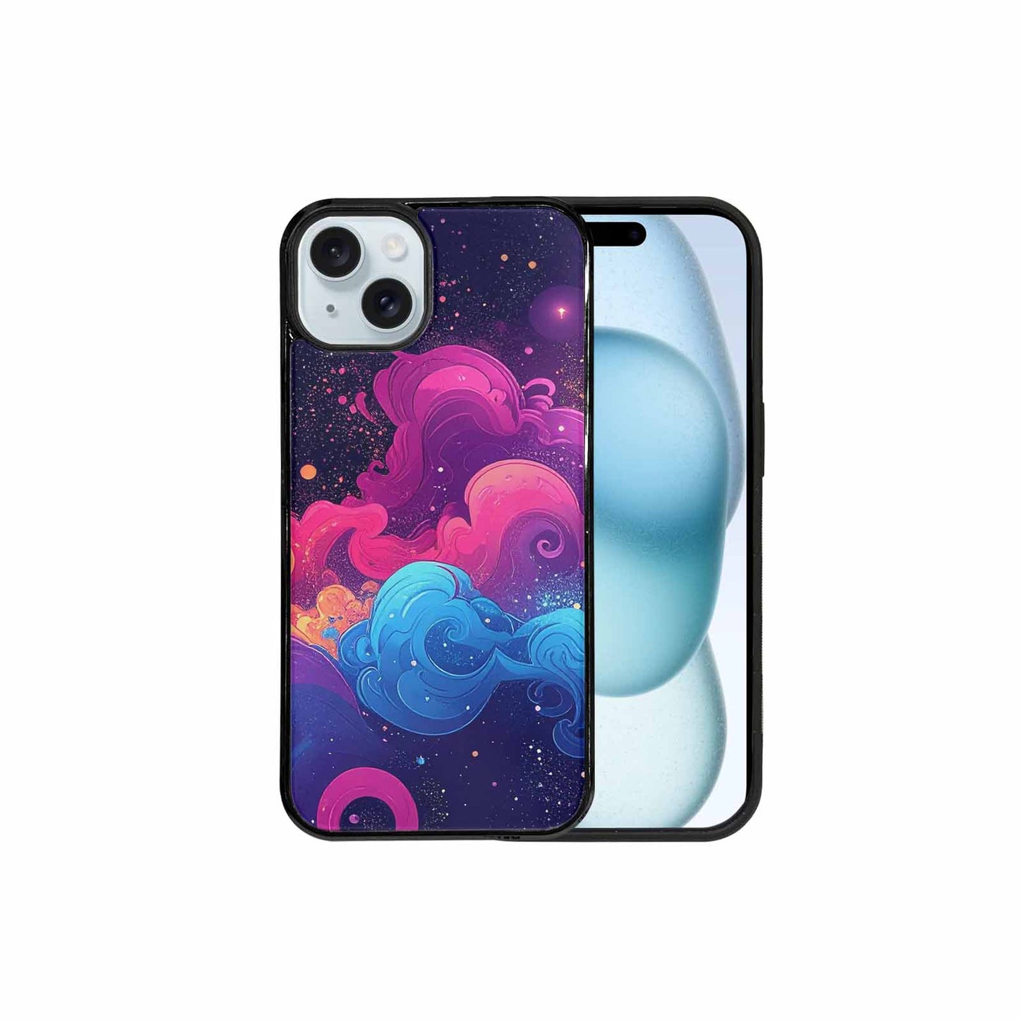 iPhone 15 Plus Case — Rose Galaxy Art Seamless Pattern Vibrant, Custom Designed Case Cover