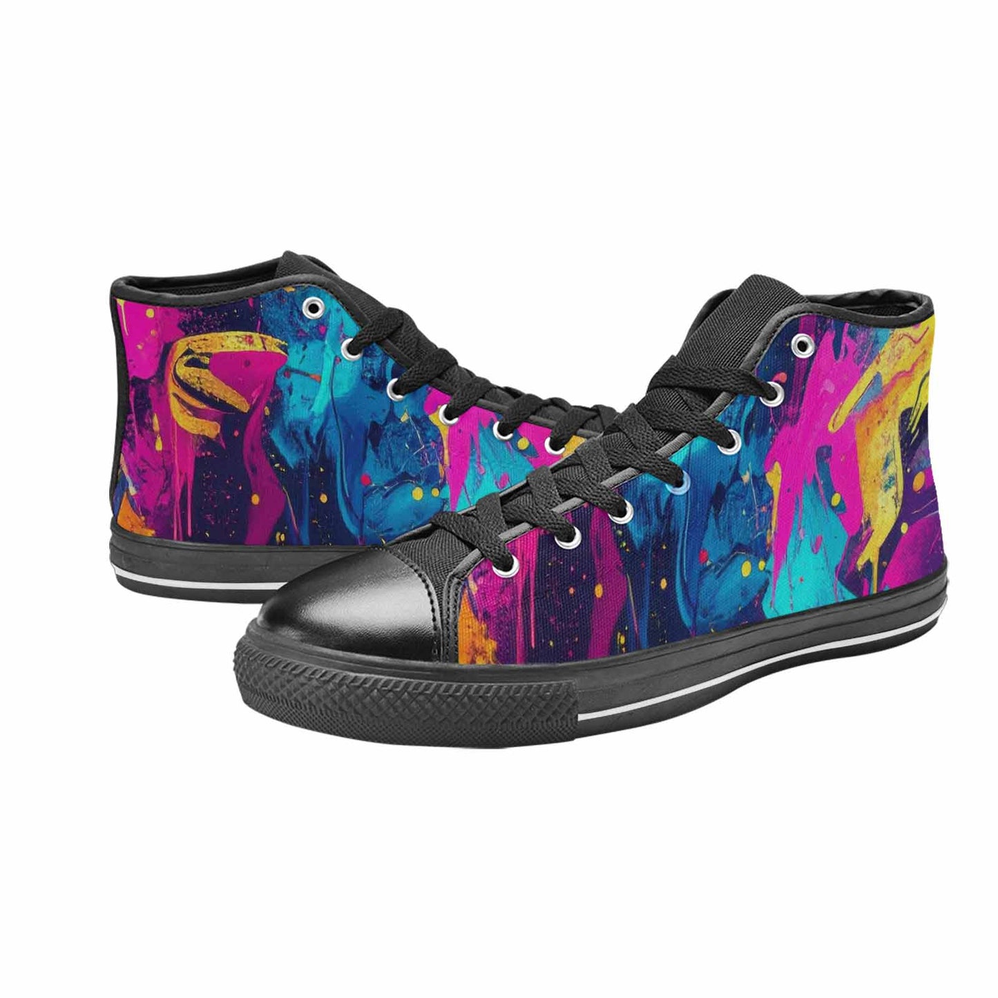 WOMEN'S Paint Splatter High Top Canvas Aesthetic Custom Shoes