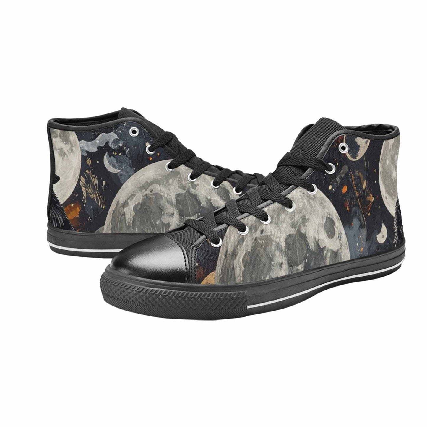 WOMEN'S Wolf Silhouette Moon High Top Canvas Vivid Shoes