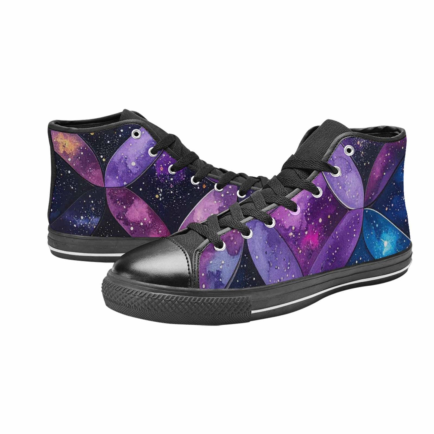 WOMEN'S Galaxy Stars Nebula High Top Canvas Vibrant Chaos Custom Shoes