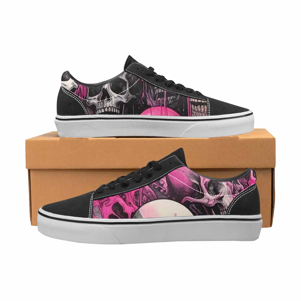 WOMEN'S Rainbow From Skull S Lace-Up Canvas Wallpaper Art Sneakers