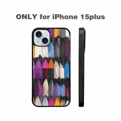 iPhone 15 Plus Case — Asexual Flag Color Theme Small Rainbow, Unique Phone Case Design