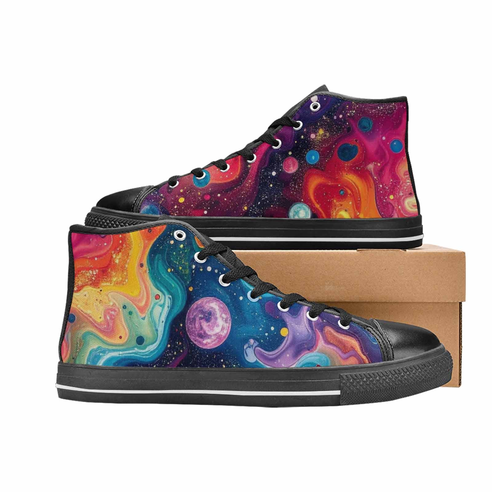 WOMEN'S Galaxy Art - High Top Canvas Grunge Sneakers