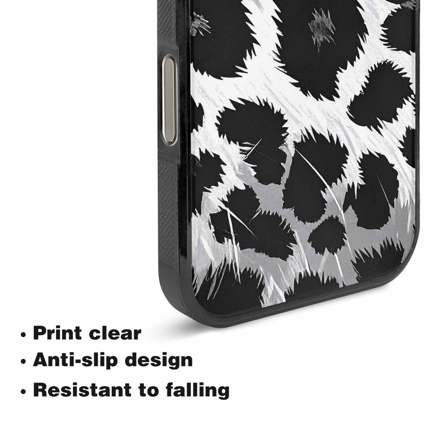 iPhone 16 Pro Max Case — Leopard Print Black And White Style, Original Design Phone Case