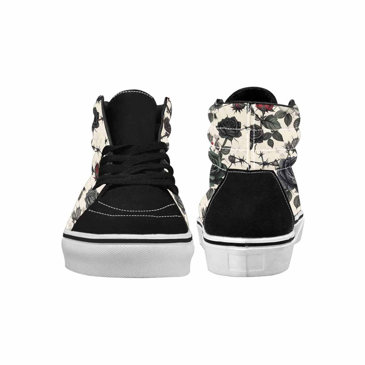 WOMEN'S Black Gothic Rose High Top Canvas Dark Academia Custom Sneakers