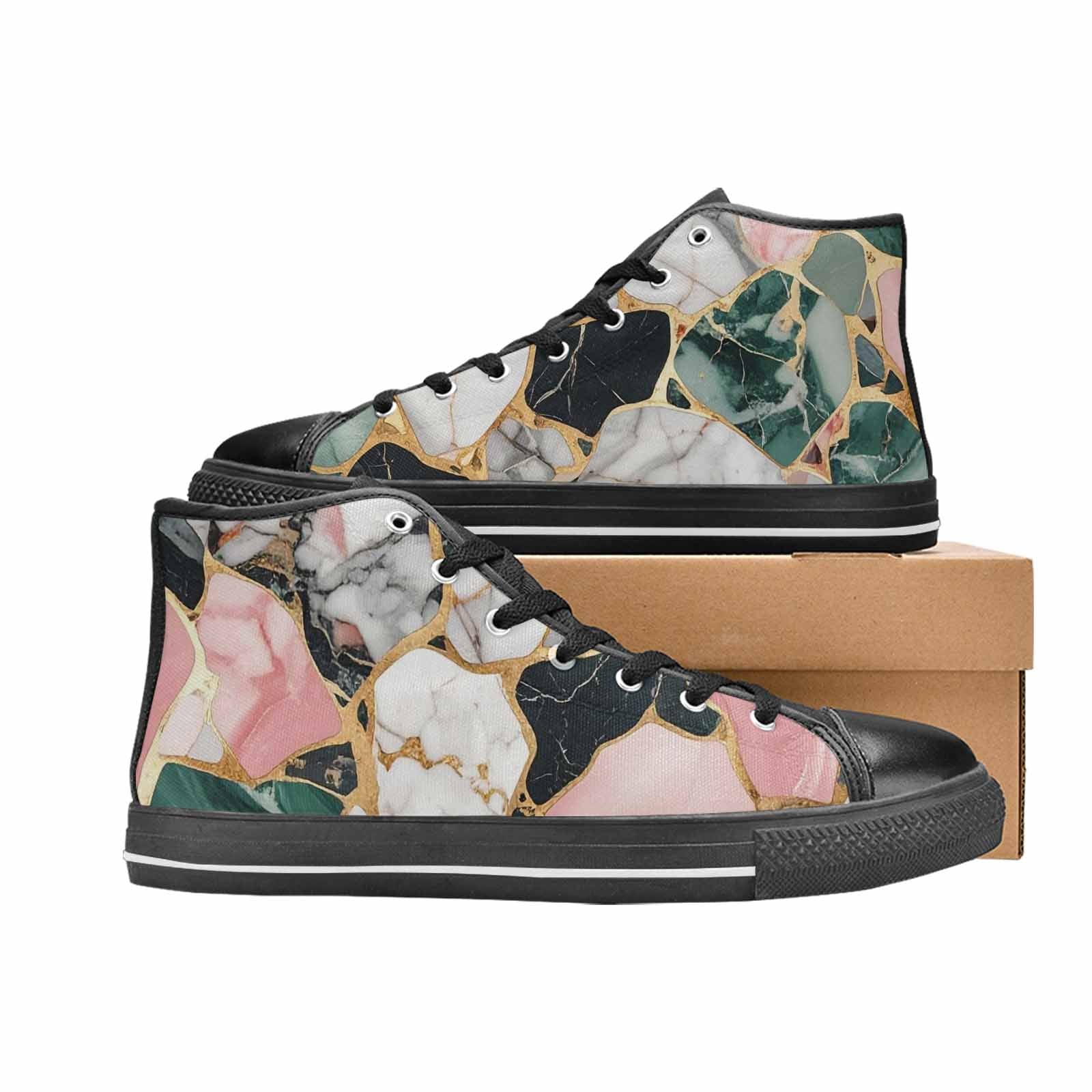 WOMEN'S Marble Stone Texture High Top Canvas Vivid Shoes