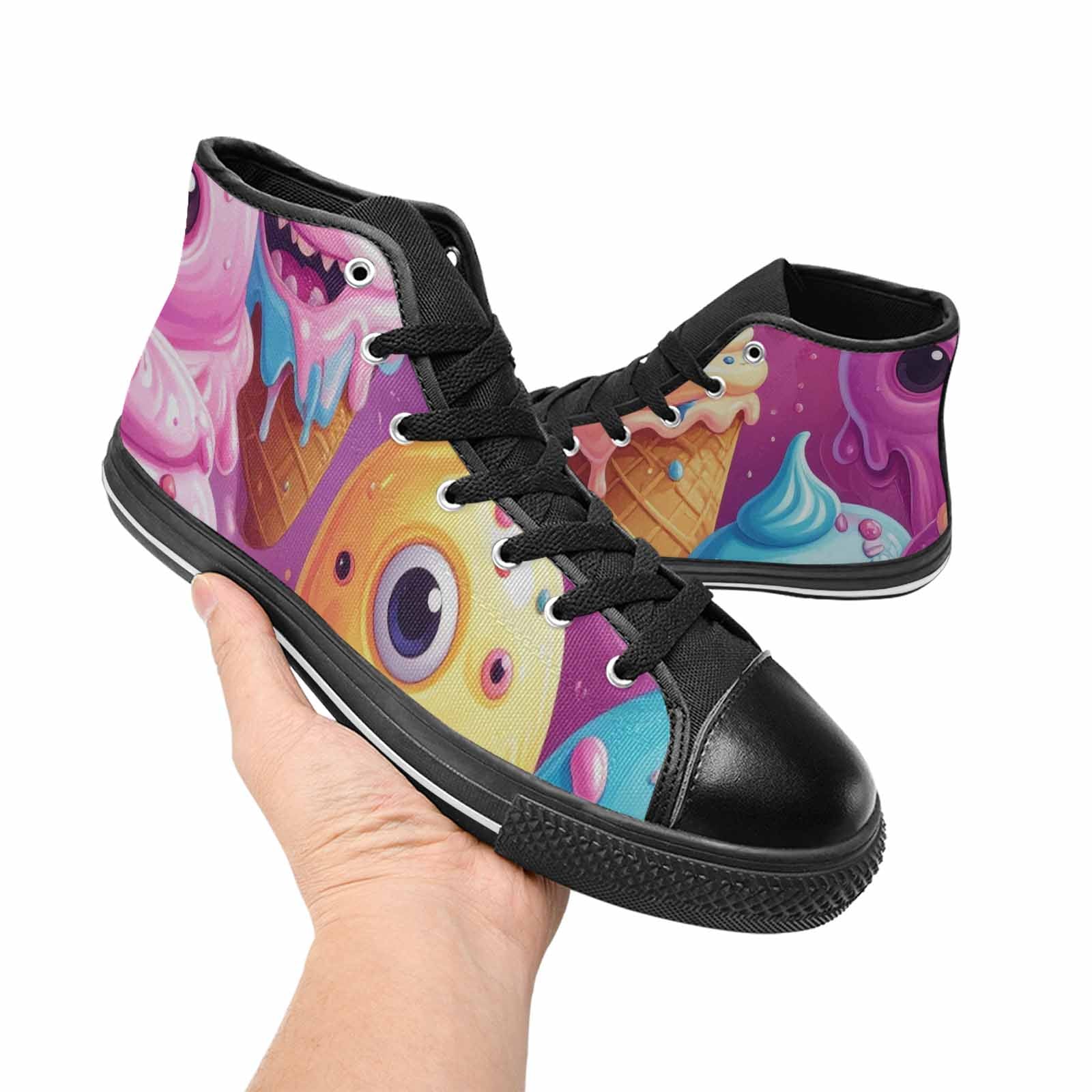 WOMEN'S Melting Icecream Cone Monster High Top Canvas Dark Academia Shoes