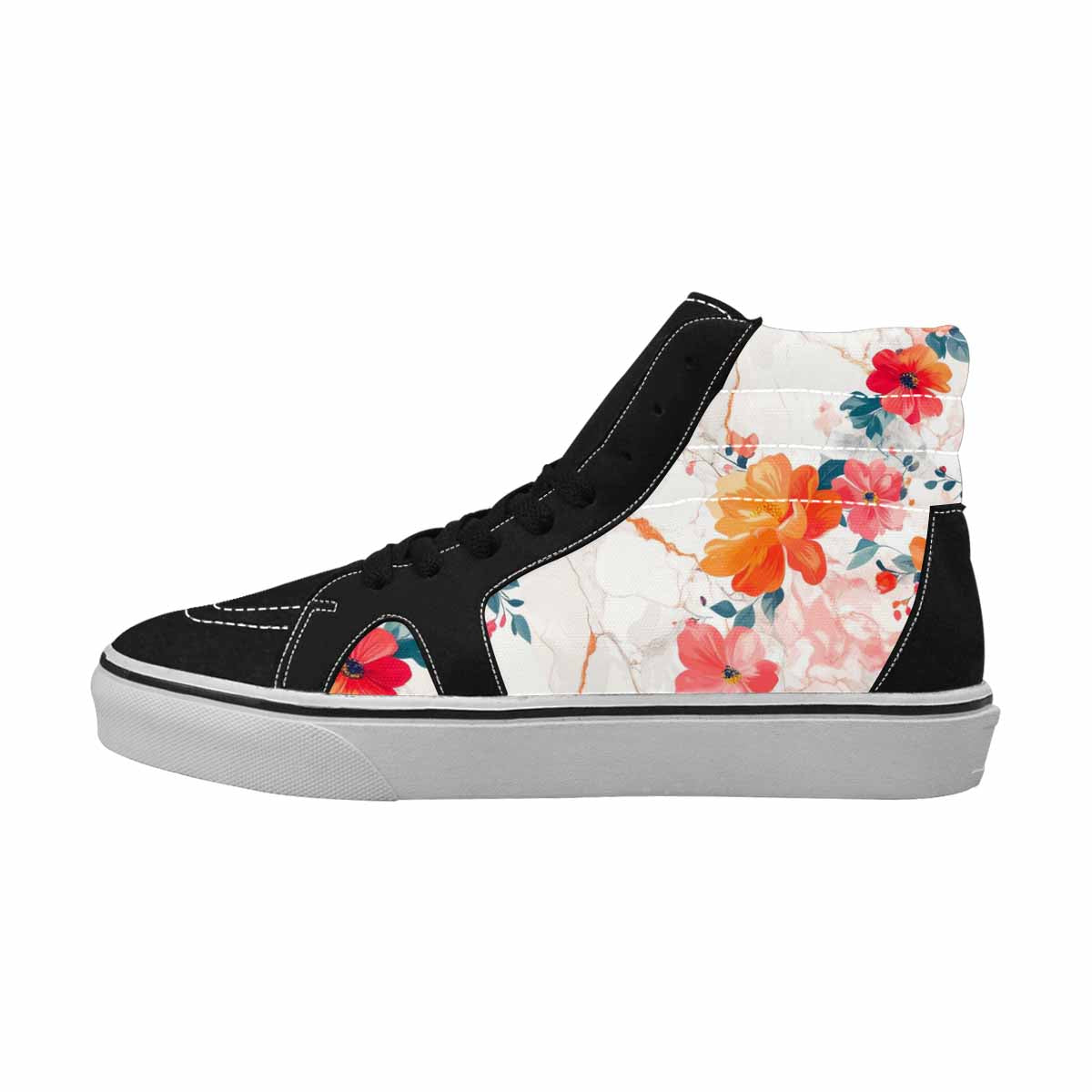WOMEN'S Marble Floral High Top Canvas Vivid Custom Shoes