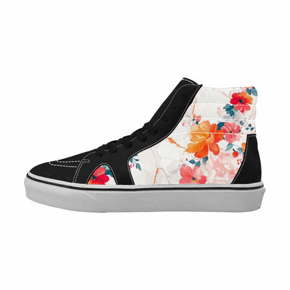 WOMEN'S Marble Floral High Top Canvas Vivid Custom Shoes