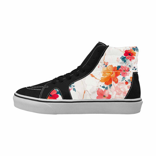 WOMEN'S Marble Floral High Top Canvas Vivid Custom Shoes