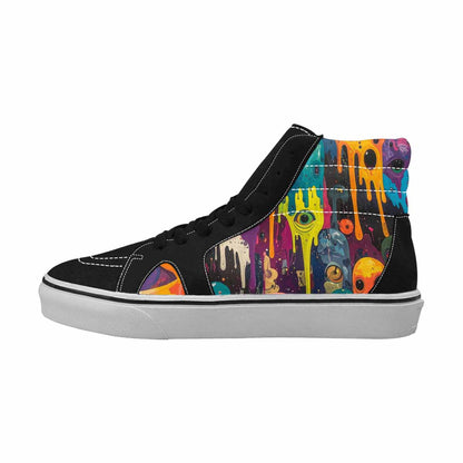 MEN'S Aliens  Camo Melting High Top Canvas Vibrant Chaos Custom Sneakers