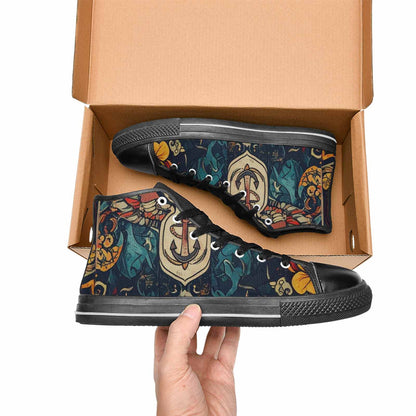 WOMEN'S Old School Tattoo High Top Canvas Neon Fantasy Custom Sneakers