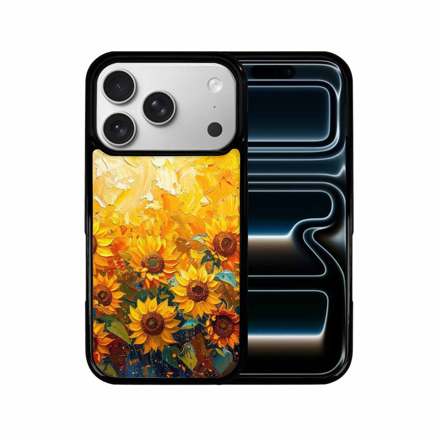 iPhone 17 Pro Case — Impressionist Sunflower Brushstroke Pattern Hundreds Floral, Custom Designed Case Cover