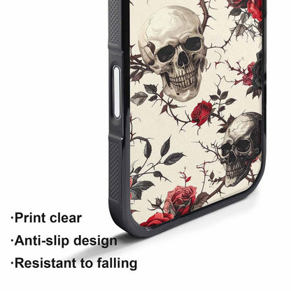 iPhone 17 Pro Max Case — Skulls Roses And Skulls Gothic Skulls, Custom Printed Phone Case