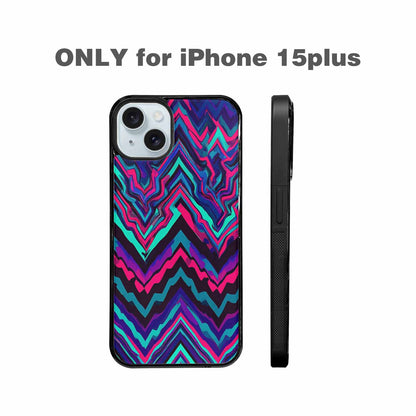 iPhone 15 Plus Case — Psychedelic Chevron Vortex, Custom Art Phone Cover