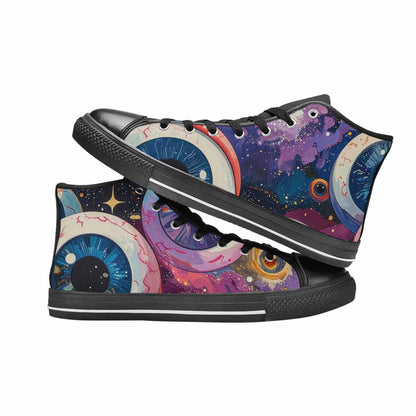 MEN'S Cartoon Eyeballs Galaxy High Top Canvas Dreamcore Custom Shoes