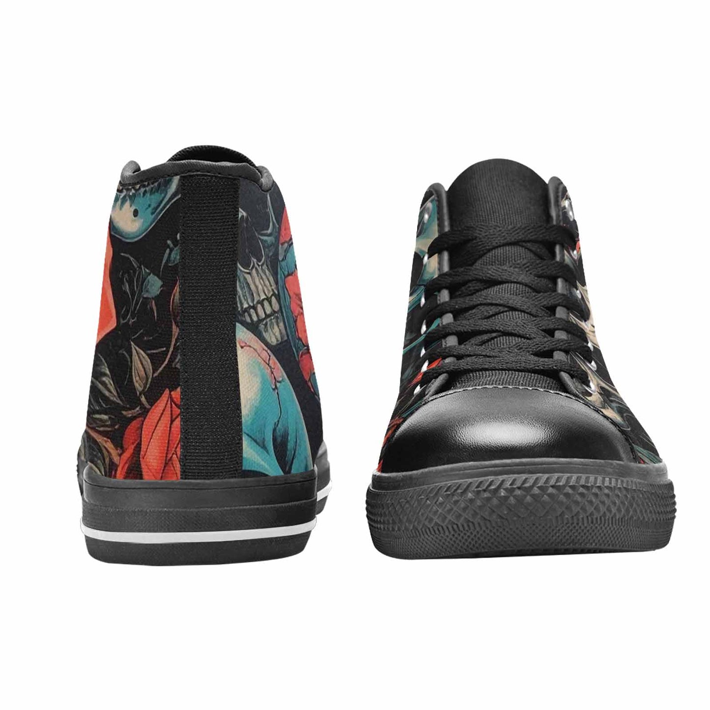 MEN'S Skulls Roses Biker Tattoo High Top Canvas Dark Academia Sneakers