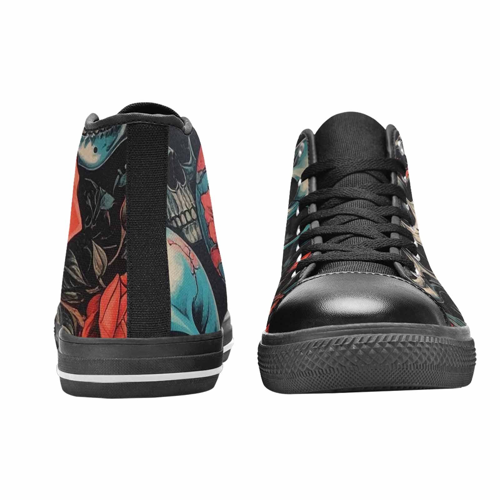 MEN'S Skulls Roses Biker Tattoo High Top Canvas Dark Academia Sneakers