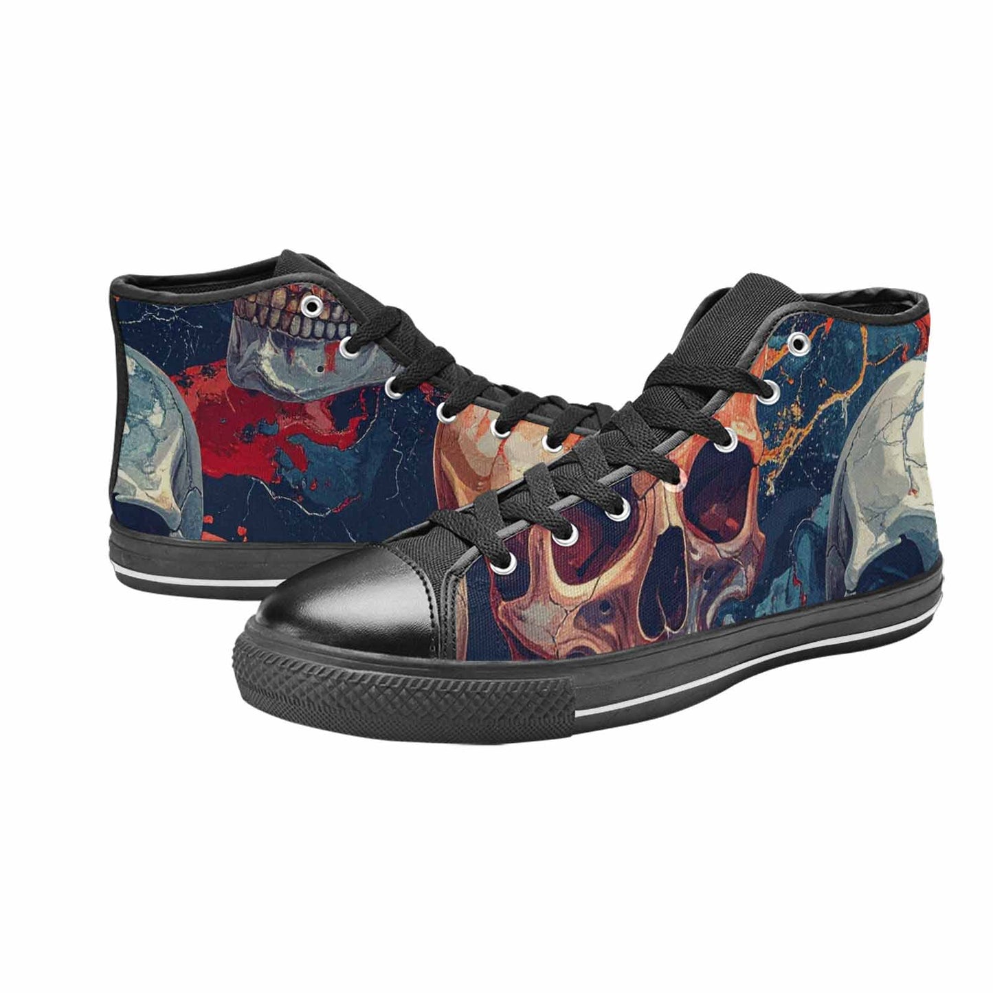 MEN'S Marble Skull High Top Canvas Vivid Custom Shoes