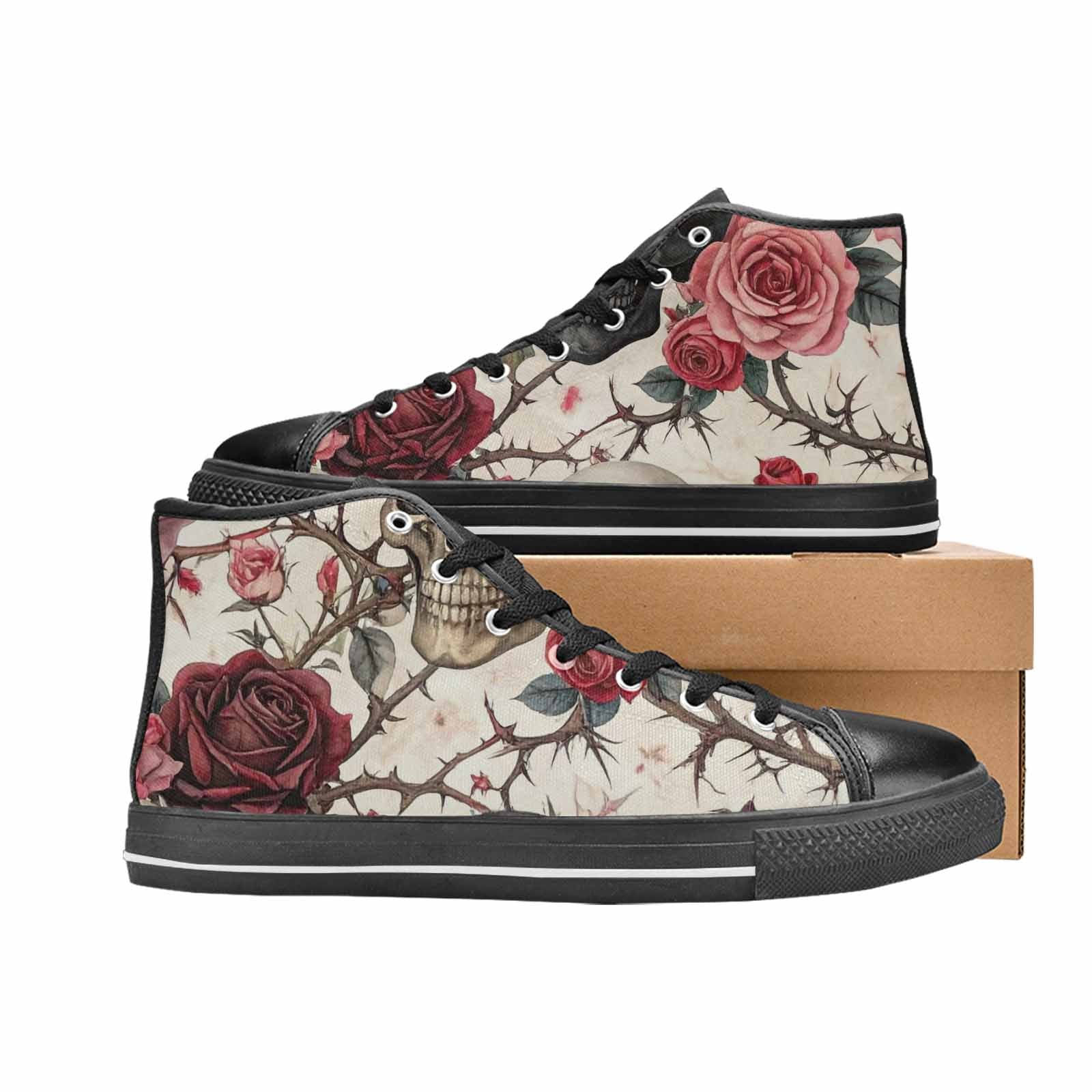 MEN'S Skulls - Roses High Top Canvas Cottagecore Shoes