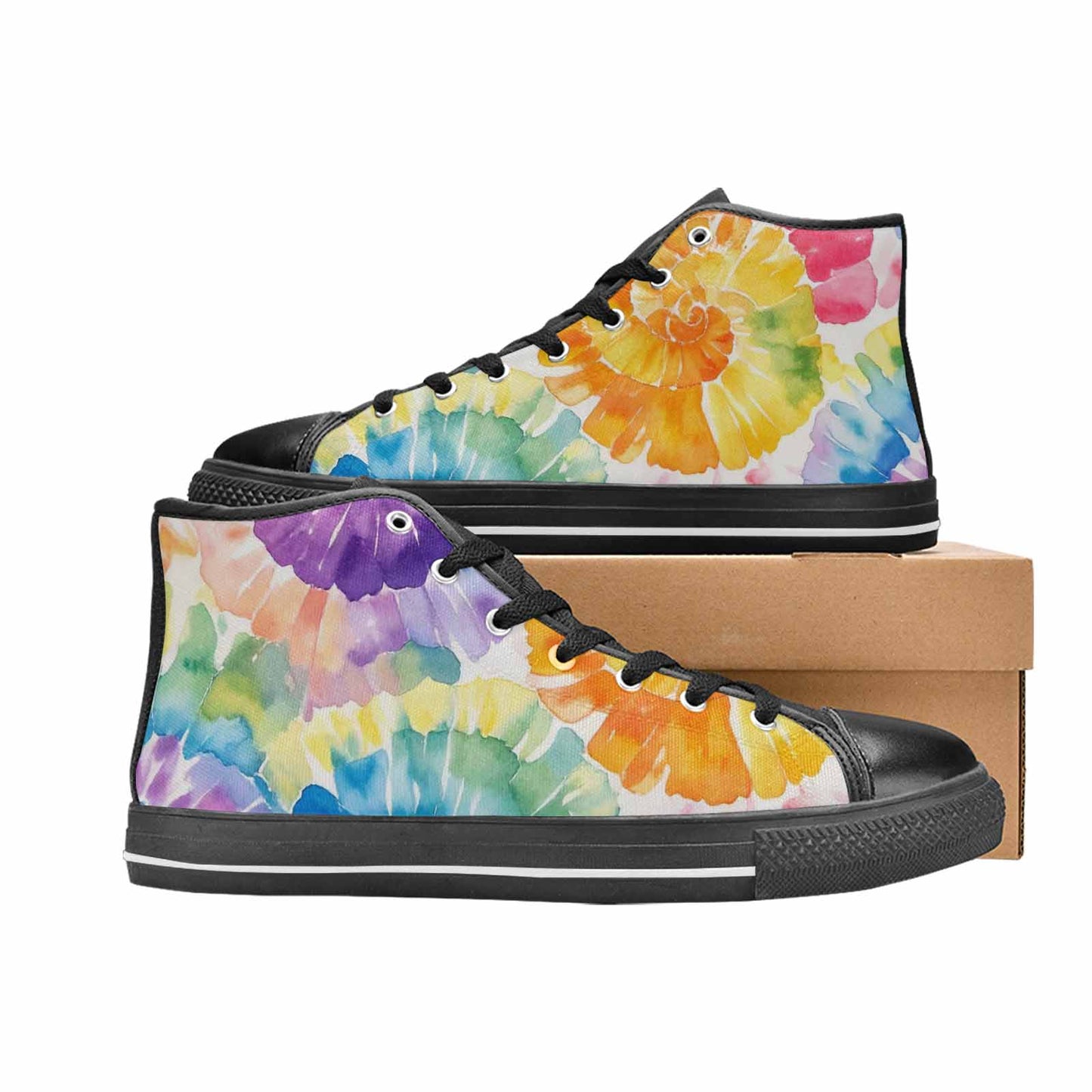 MEN'S Tie Dye Swirl High Top Canvas Wallpaper Art Custom Shoes