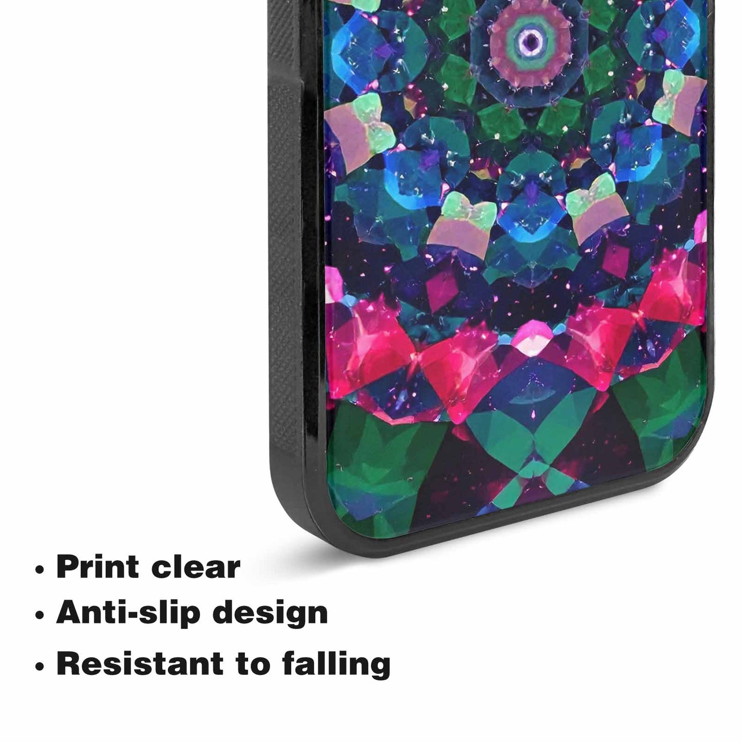 iPhone 15 Plus Case — Crystal Mandala Art Seamless Pattern Vibrant, Custom Made Phone Cover