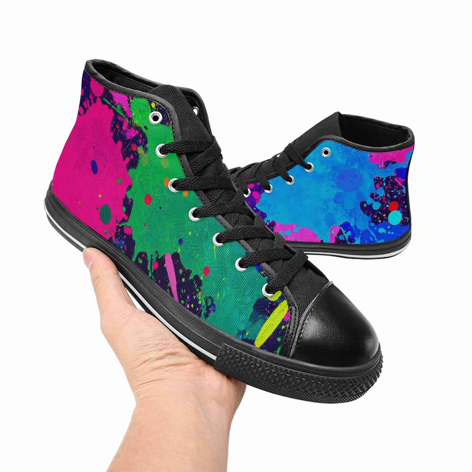 MEN'S Neon Paint Splatter High Top Canvas Neon Fantasy Sneakers